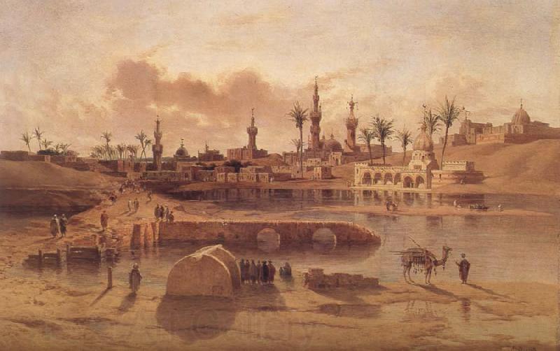 Adrien Dauzats View of Damanhur during the Flooding of the Nile Spain oil painting art
